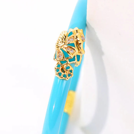 Fauna Seahorse All Weather Bangle - Turquoise