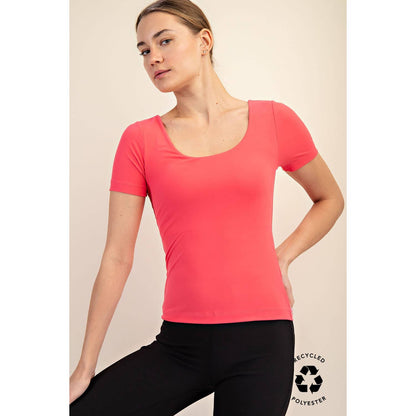 Recycled Butter Round Neck Short Sleeve Top