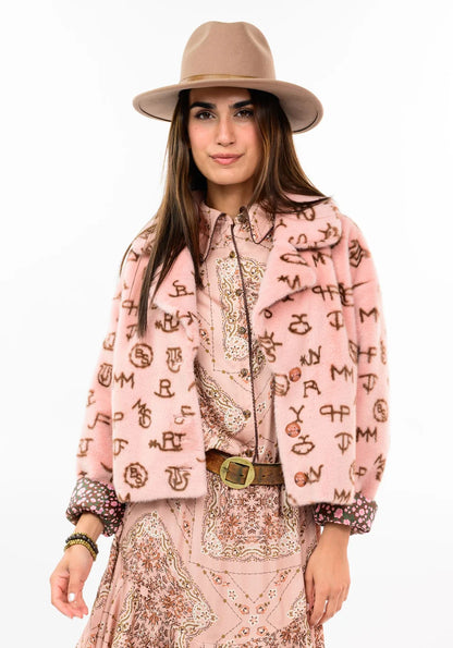 Branded Fur Jacket - Blush