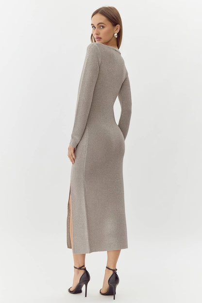 Estelle Metallic Knit Midi Dress