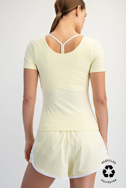 Recycled Butter Round Neck Short Sleeve Top
