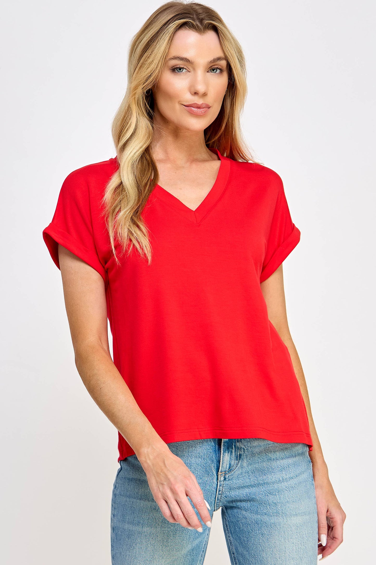 V-Neck Tee - Red