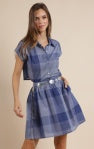 Voyage Cotton Check Shirt Mini Dress - Blue Multi - BAY WINDOW