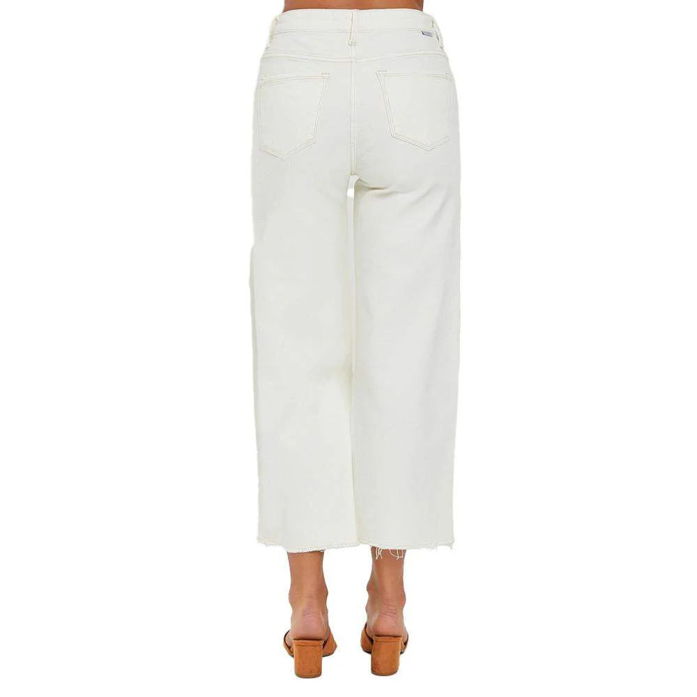 High Rise Tummy Control Crop Wide Leg Jeans