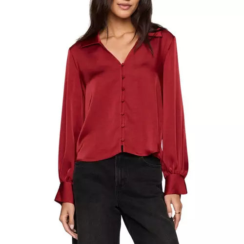 Late Night Luxe Button Up Red Dahlia