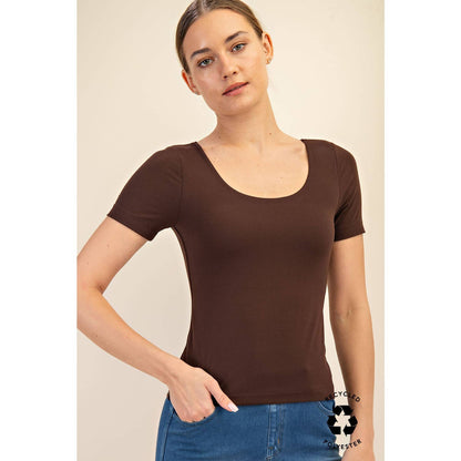 Recycled Butter Round Neck Short Sleeve Top