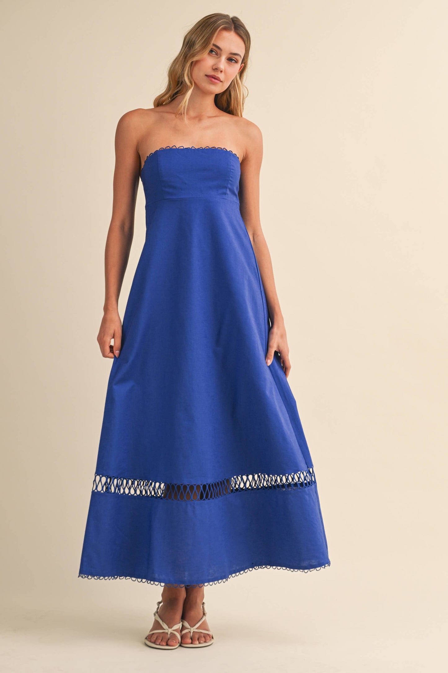 ID10248 LINEN ROPE EMBROIDERED ACCENT MINI DRESS