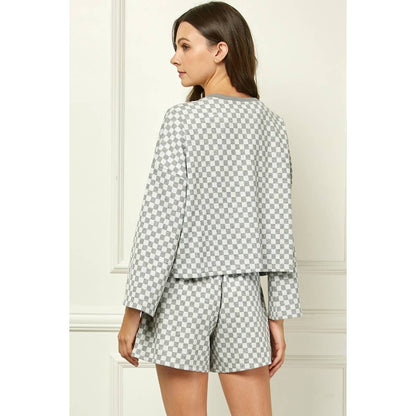 Checker Jersey Long Sleeve Top