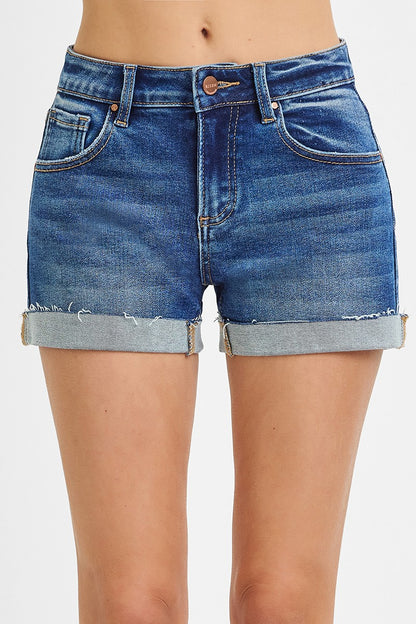 Low Rise Cuffed Shorts - Dark