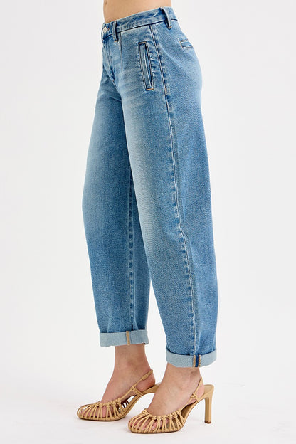 Slouchy Barrel Roll Up Jeans