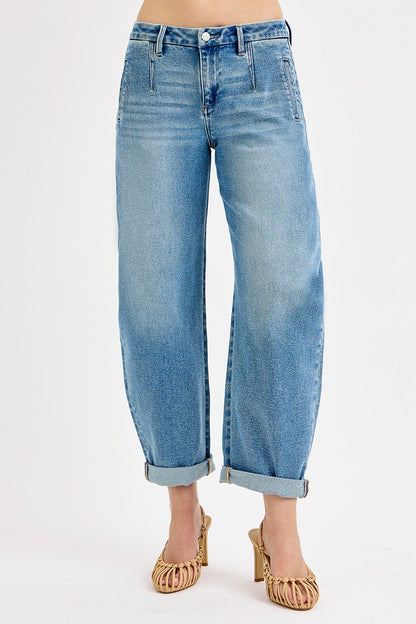 Slouchy Barrel Roll Up Jeans