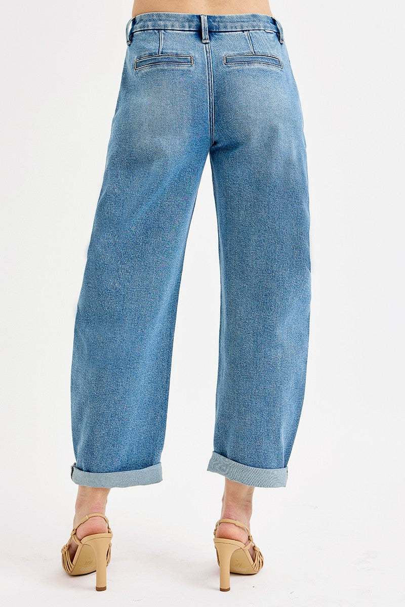 Slouchy Barrel Roll Up Jeans