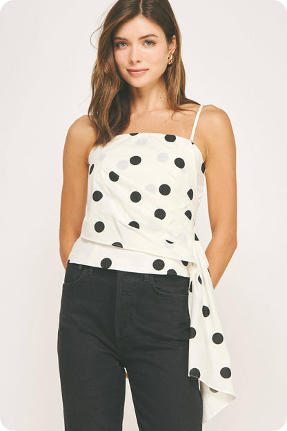 Draped Pleat Detail Polka Corset Tube Top - BAY WINDOW