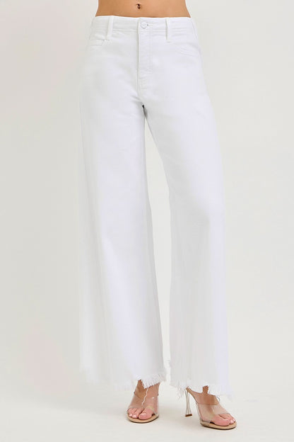Tummy Control Highrise Palazzo With Frayed Hem