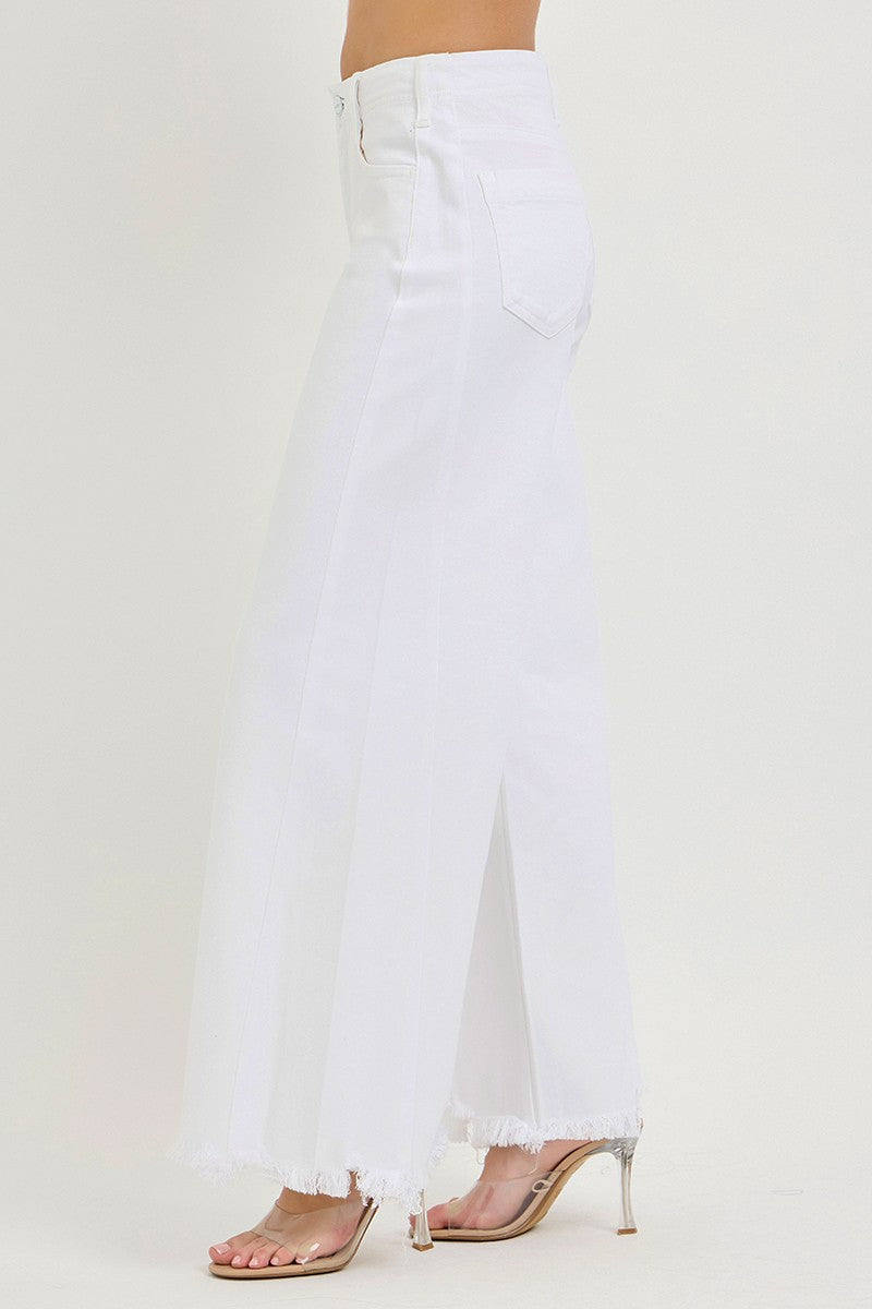Tummy Control Highrise Palazzo With Frayed Hem