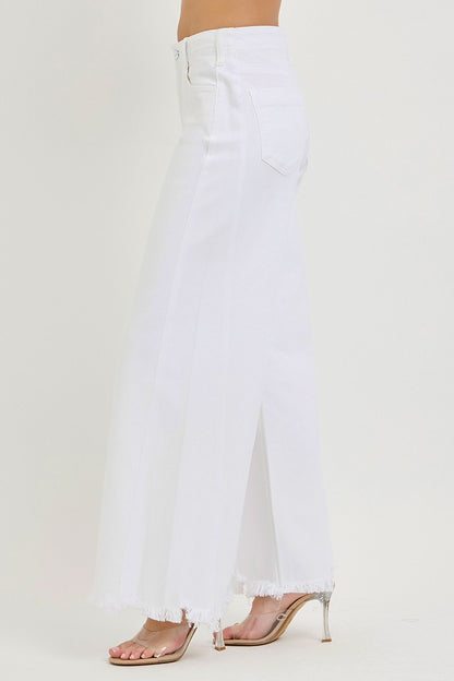 Tummy Control Highrise Palazzo With Frayed Hem
