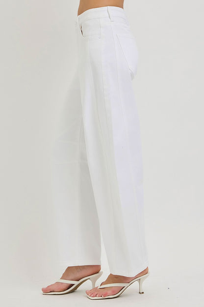 Tummy Control Slouchy Ankle Barrel Pants - White