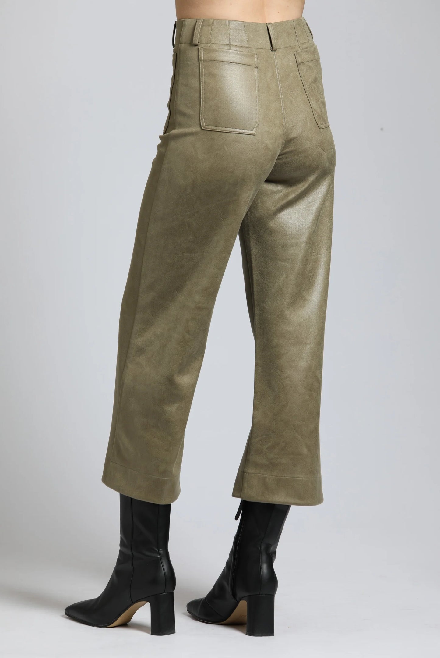 K168 Wide Leg Leather Pant