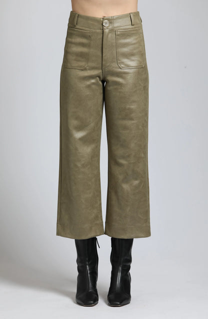 K168 Wide Leg Leather Pant