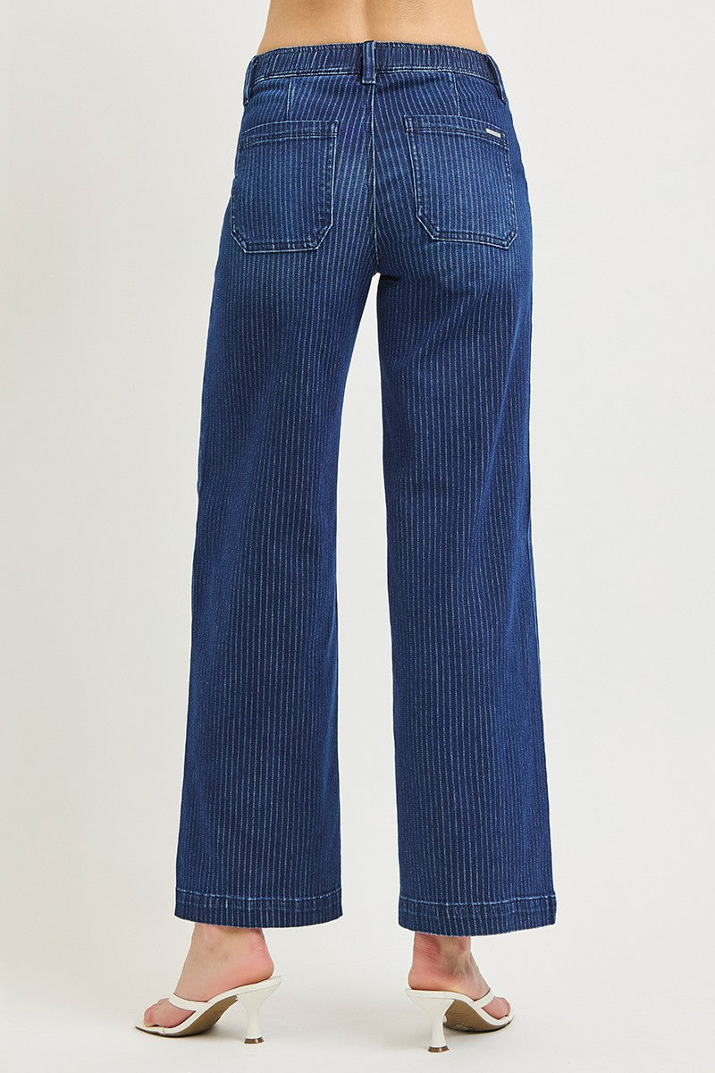 Elastic Band Slouchy Wide Jeans w/ Cord