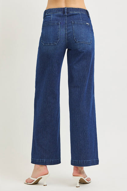 Elastic Band Slouchy Wide Jeans w/ Cord