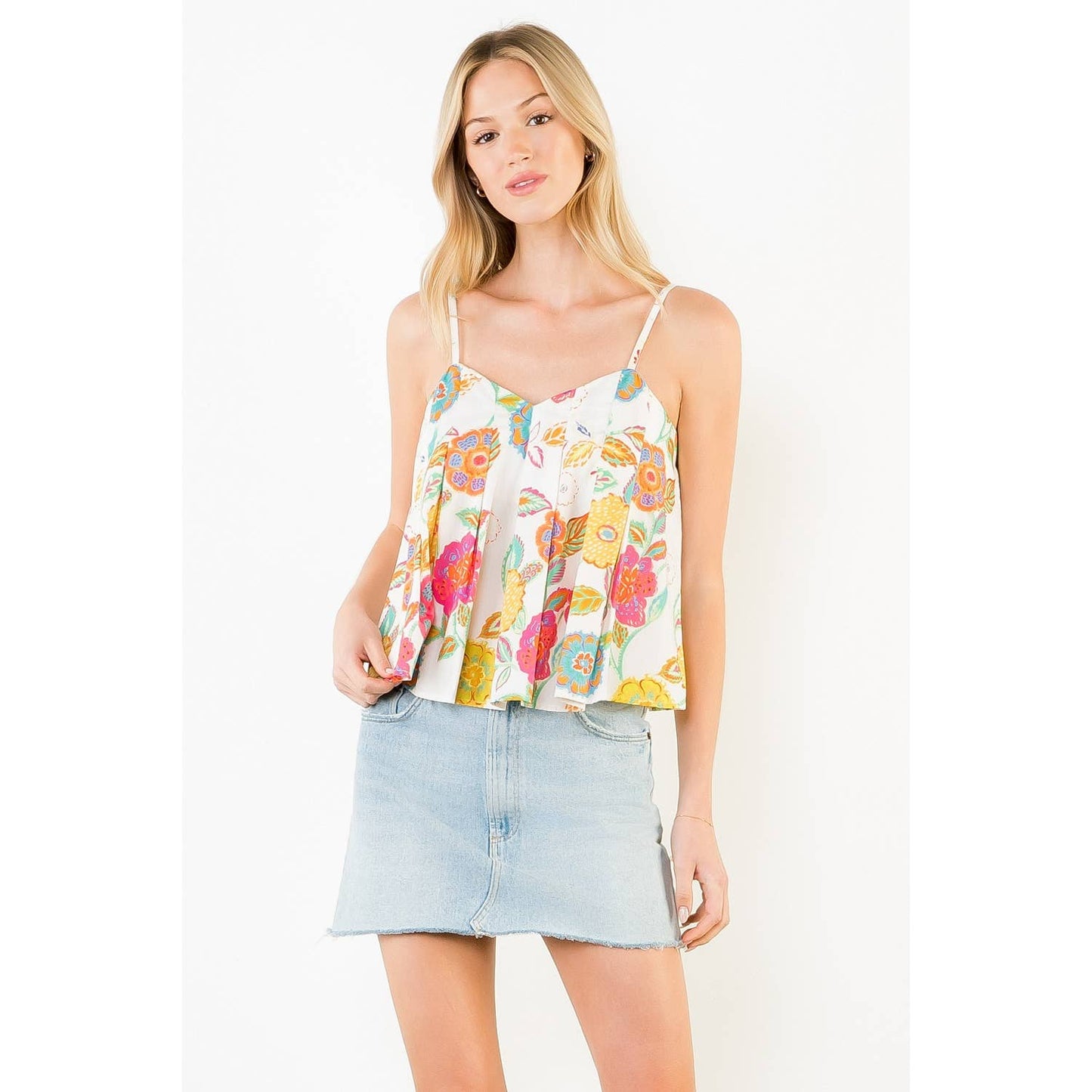 Floral Spaghetti Strap Tank Top