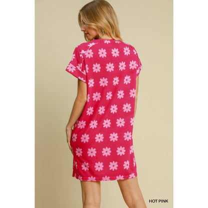 Floral Terry Cloth Short Dress