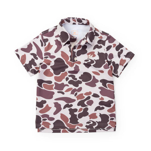 Youth Golf Polo - Boone Vintage Camo - BAY WINDOW