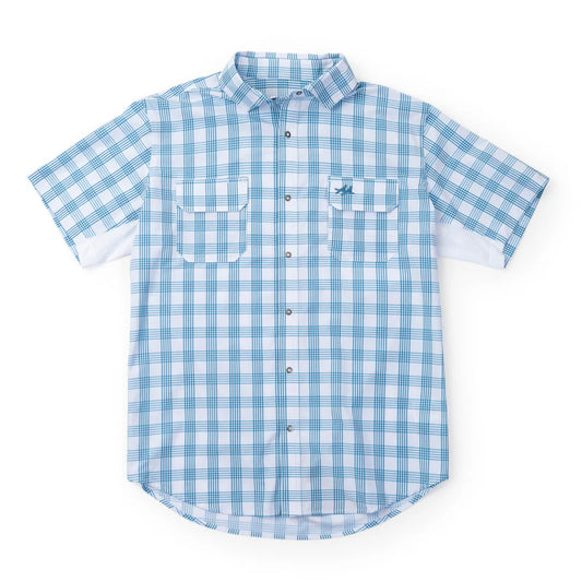 Rio Ultimate Outdoor Blend Short Sleeve - Teal Plaid - BAY WINDOW