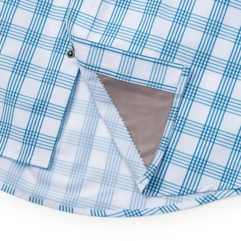 Rio Ultimate Outdoor Blend Short Sleeve - Teal Plaid - BAY WINDOW