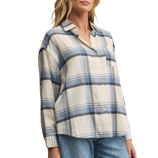 River Plaid Button Up - Vintage Indigo - BAY WINDOW