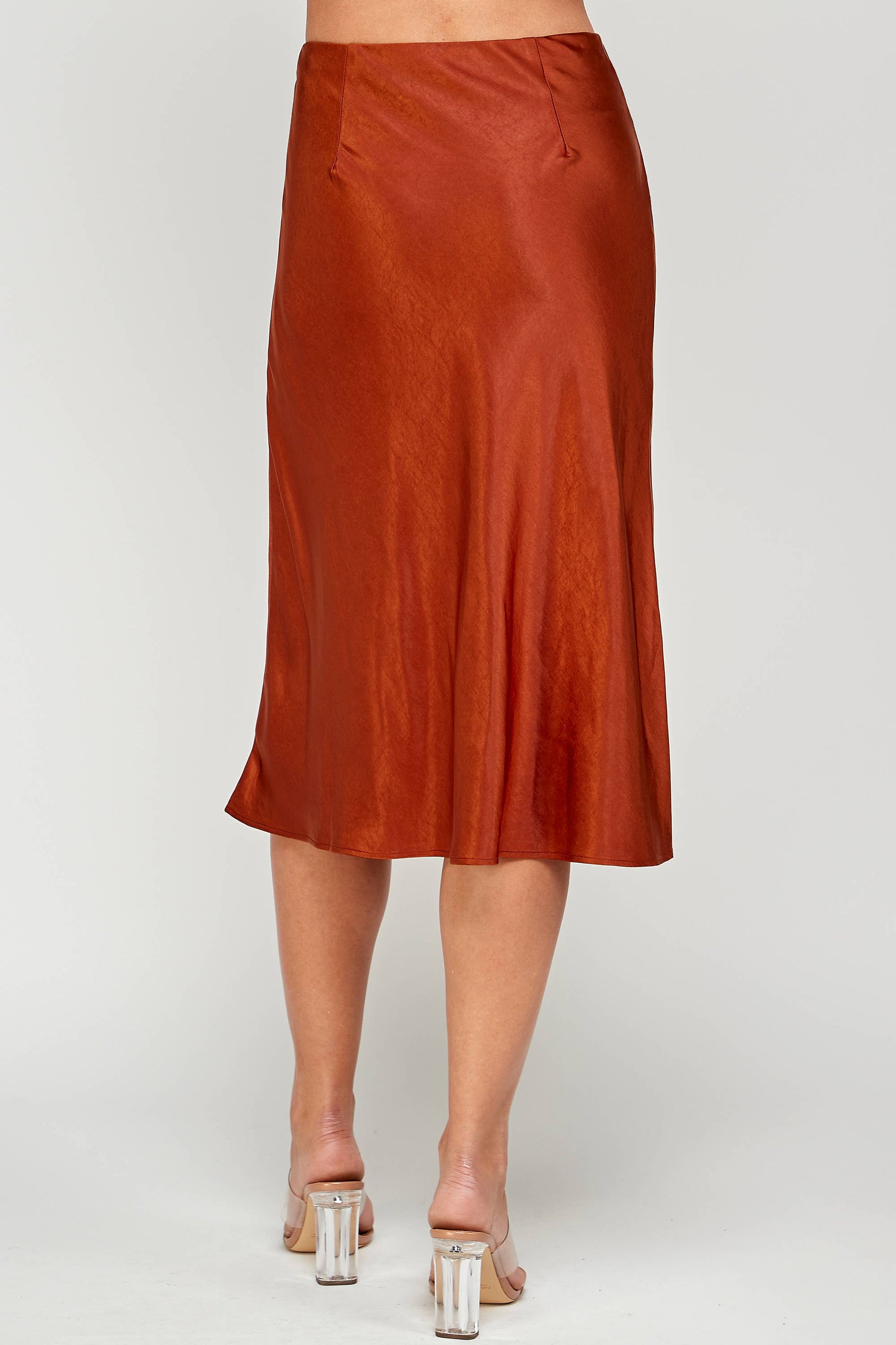 Satin Midi Skirt - Copper - BAY WINDOW