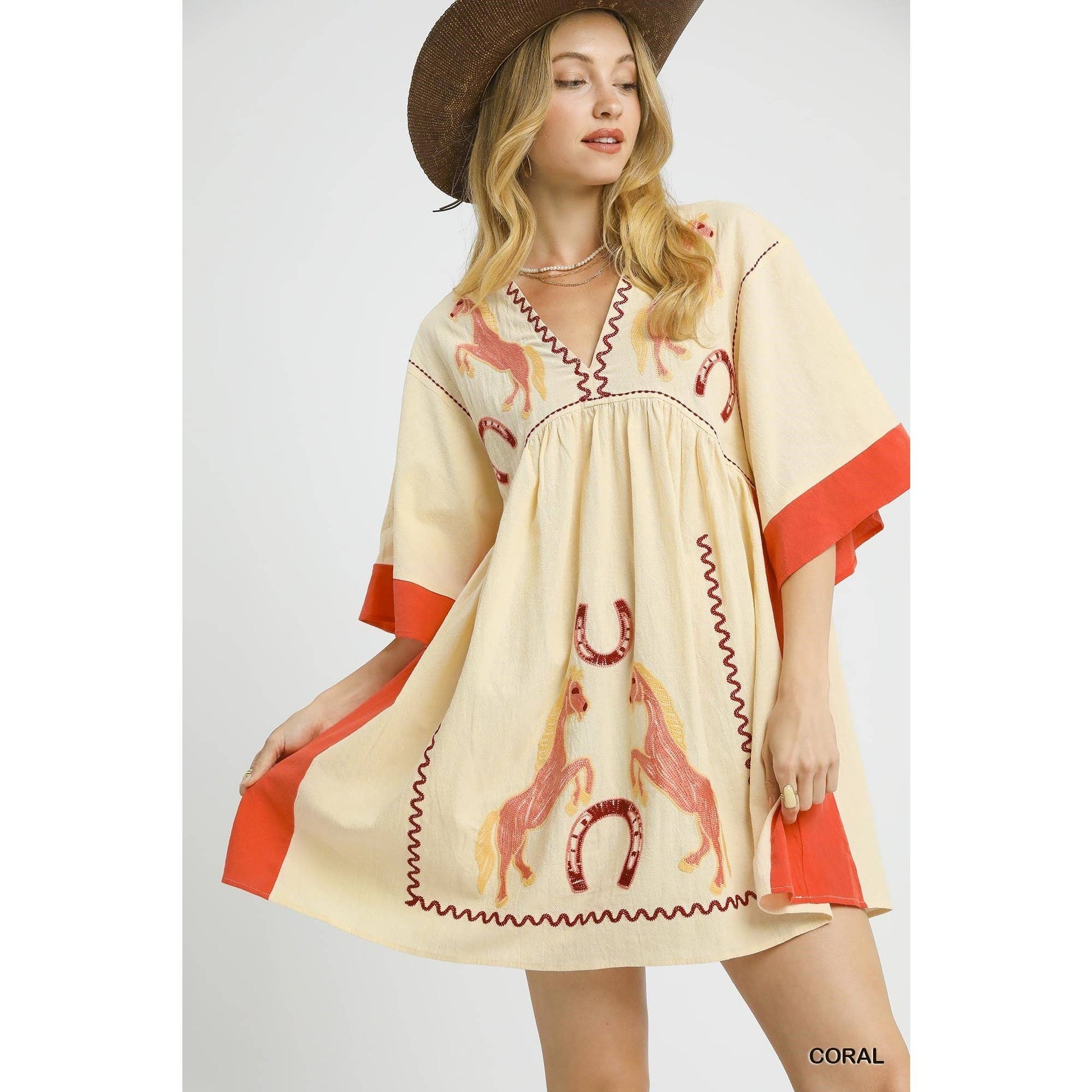 Western Horse Embroidered Dress - BAY WINDOW