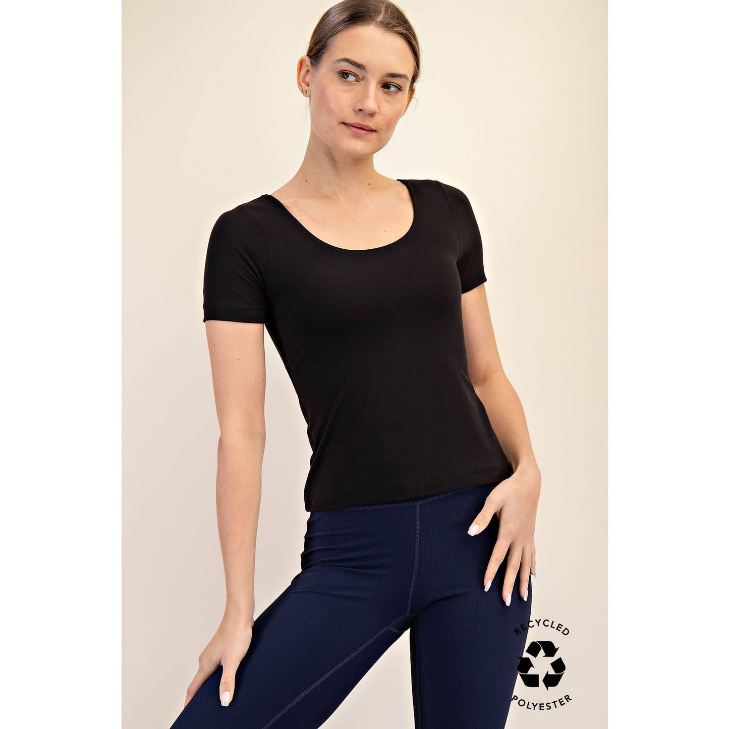 Recycled Butter Round Neck Short Sleeve Top