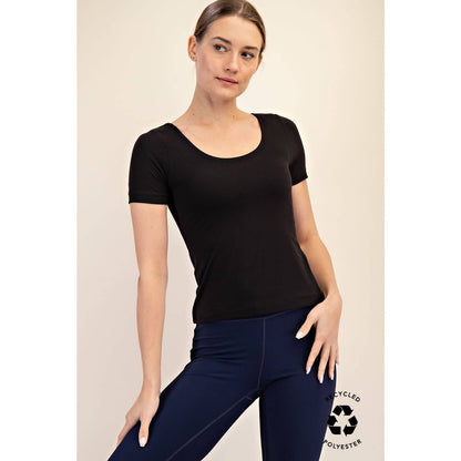 Recycled Butter Round Neck Short Sleeve Top