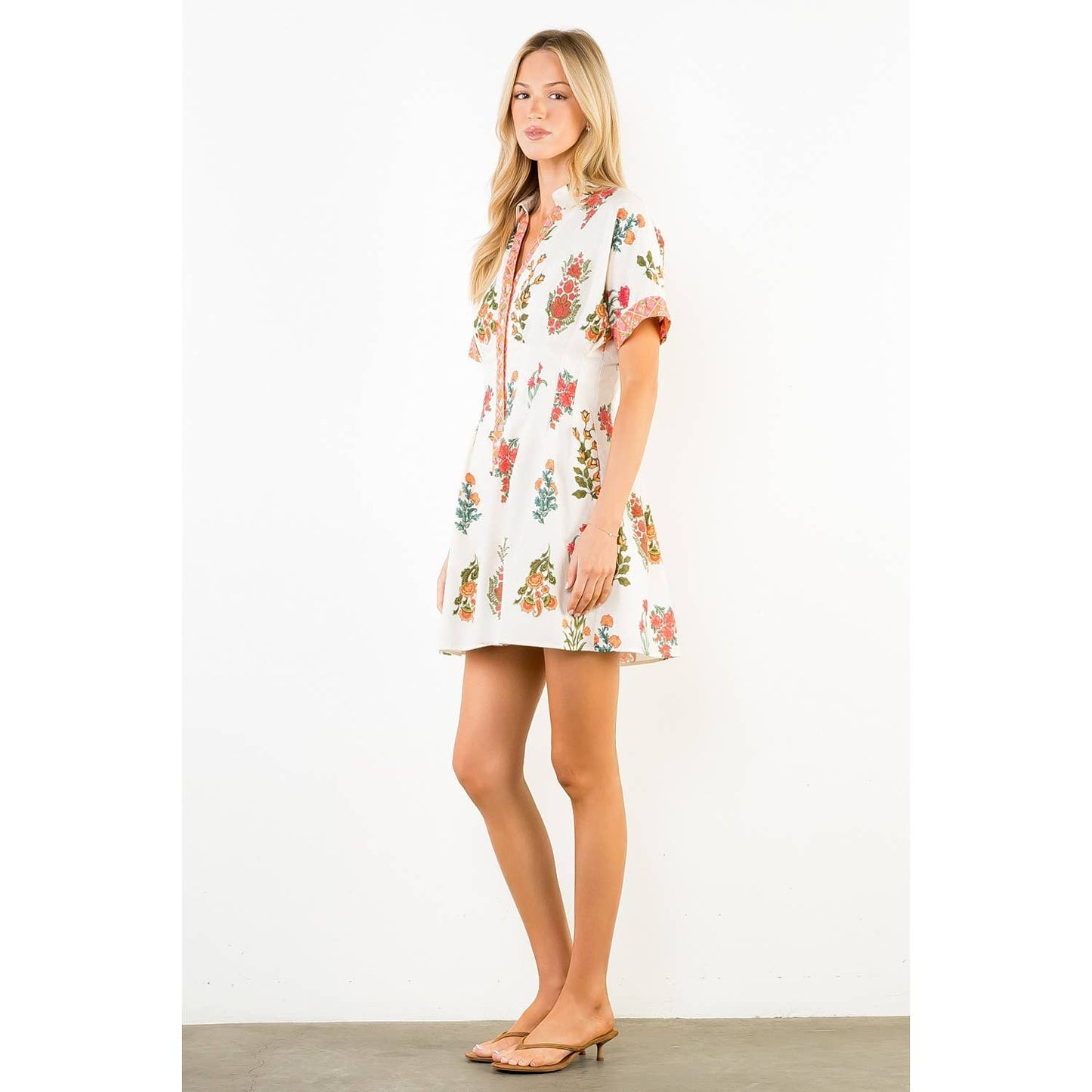 Short Sleeve Floral Pattern Dress