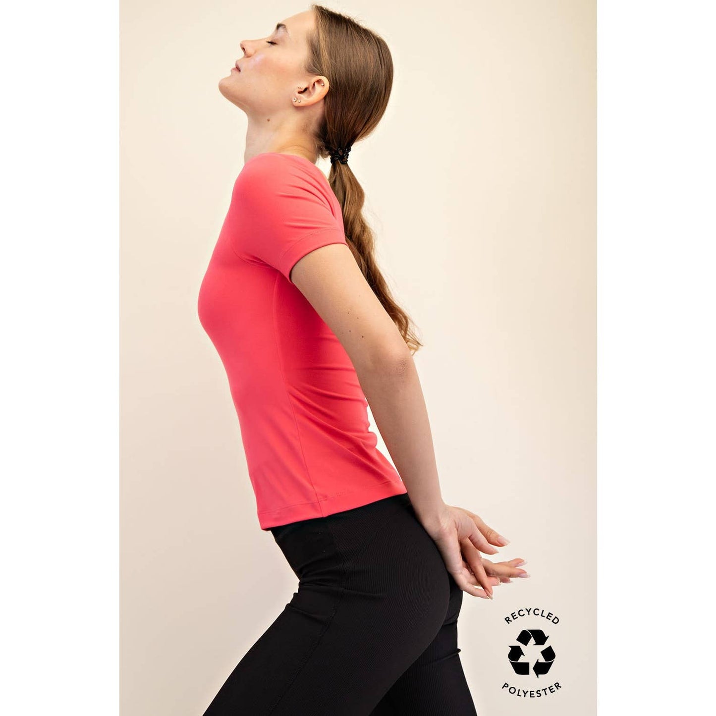 Recycled Butter Round Neck Short Sleeve Top