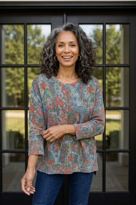 35468 Super Soft Fleece Boxy Crew - Fern