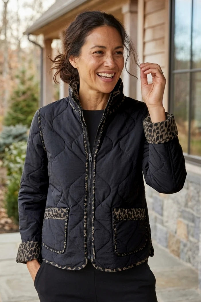 36731 Reversible Leopard Puffer Coat