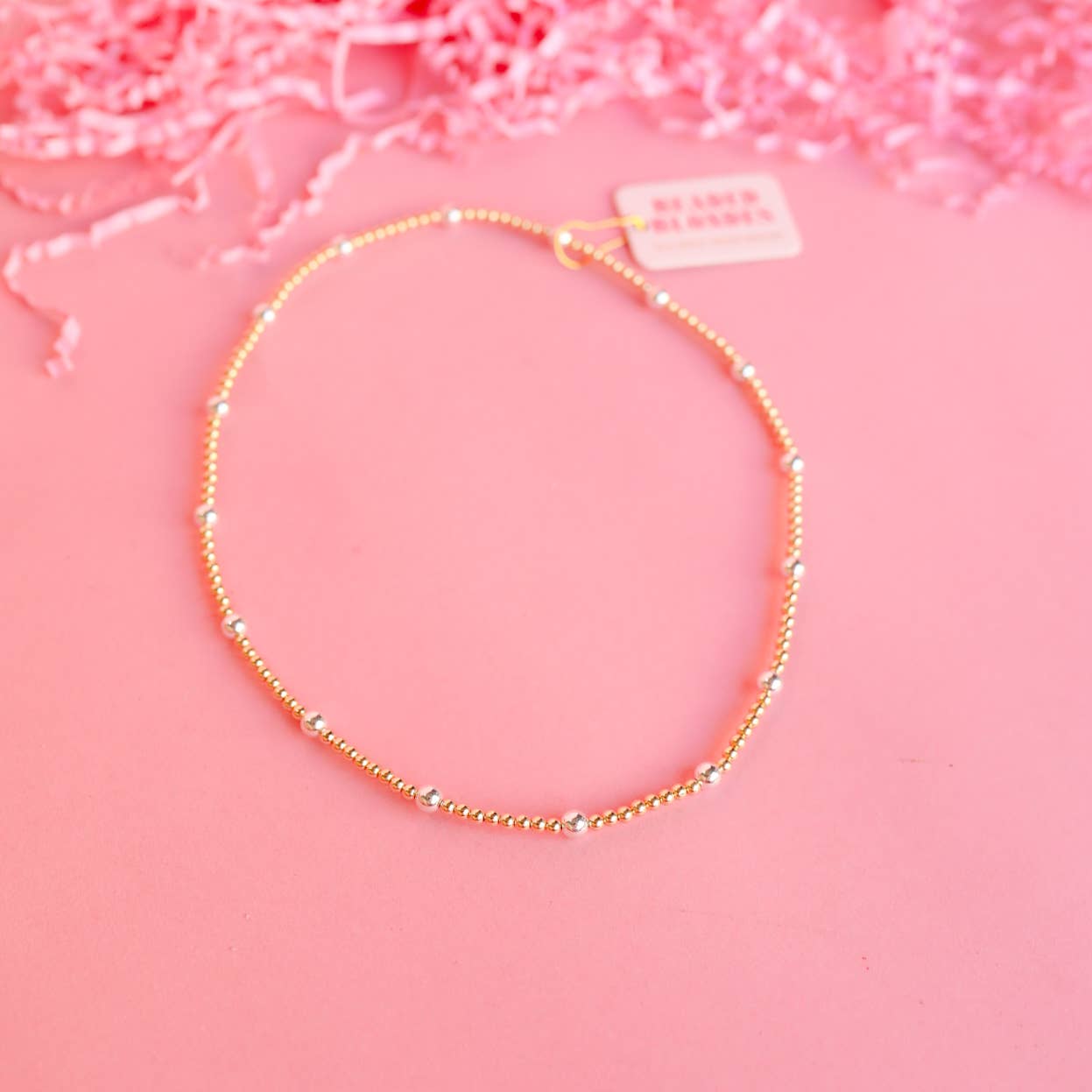 Olive Gold with Silver Beaded Necklace - BAY WINDOW
