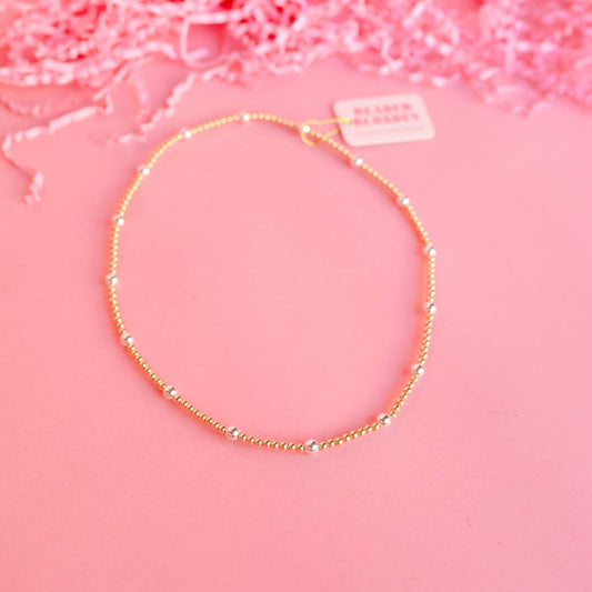 Olive Gold with Silver Beaded Necklace - BAY WINDOW
