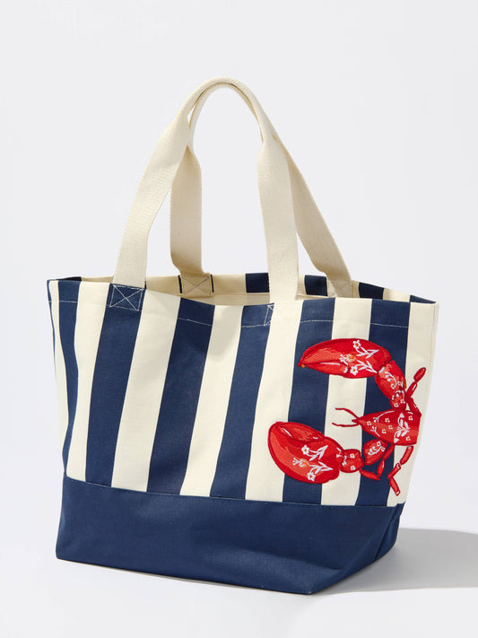 Lobster Striped Tote - Navy
