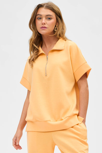 Short Sleeve Quarter Zip + Pants Modal Set