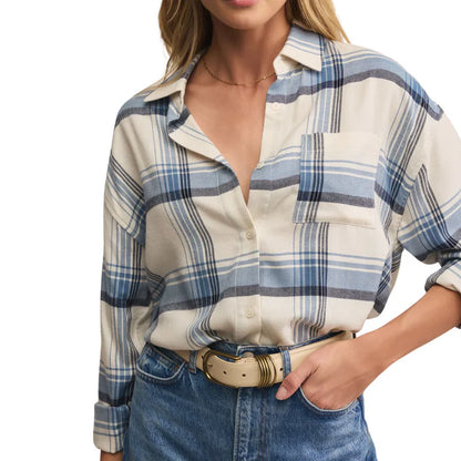 River Plaid Button Up - Vintage Indigo - BAY WINDOW