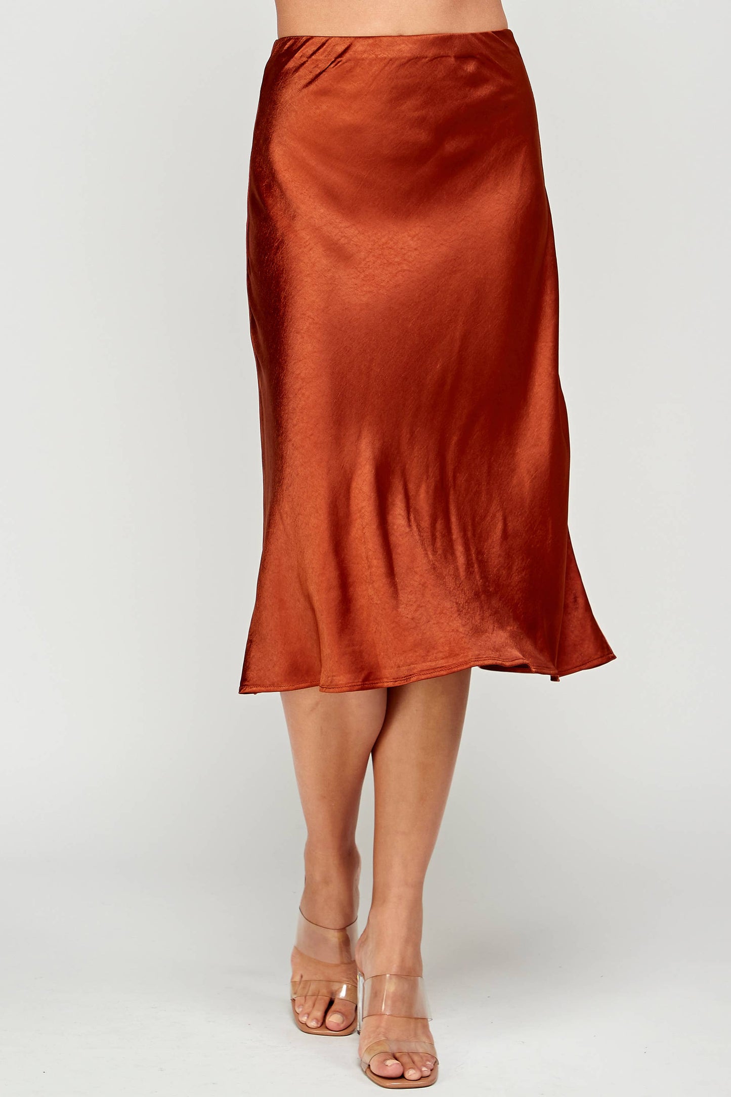 Satin Midi Skirt - Copper - BAY WINDOW
