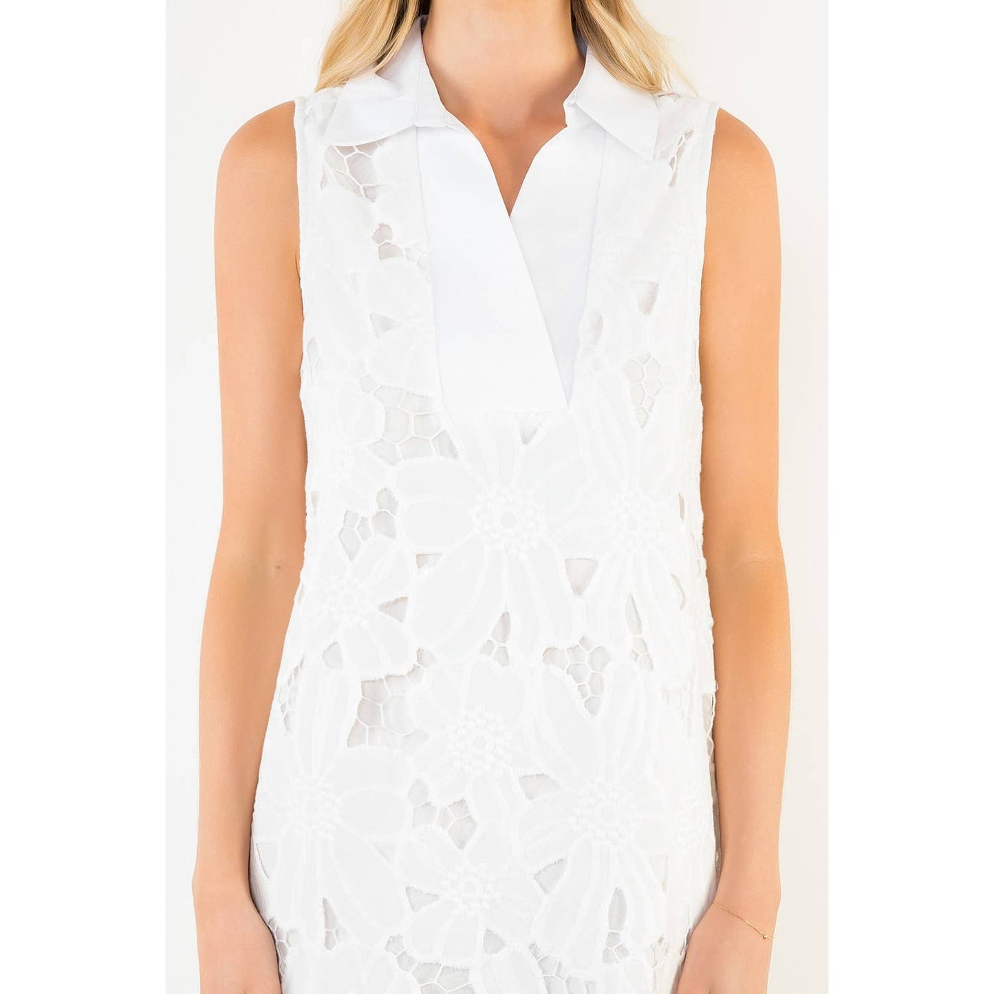 Sleeveless Eyelet Embroidered Dress