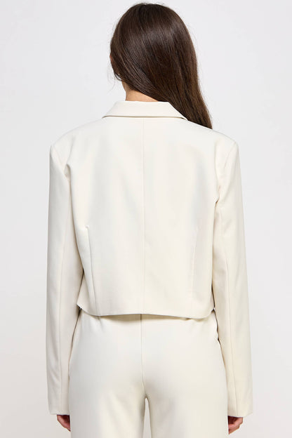 Cropped Power Shoulder Blazer