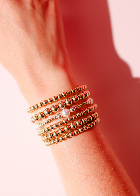 Serena Pearl Bracelet in Gold with Silver