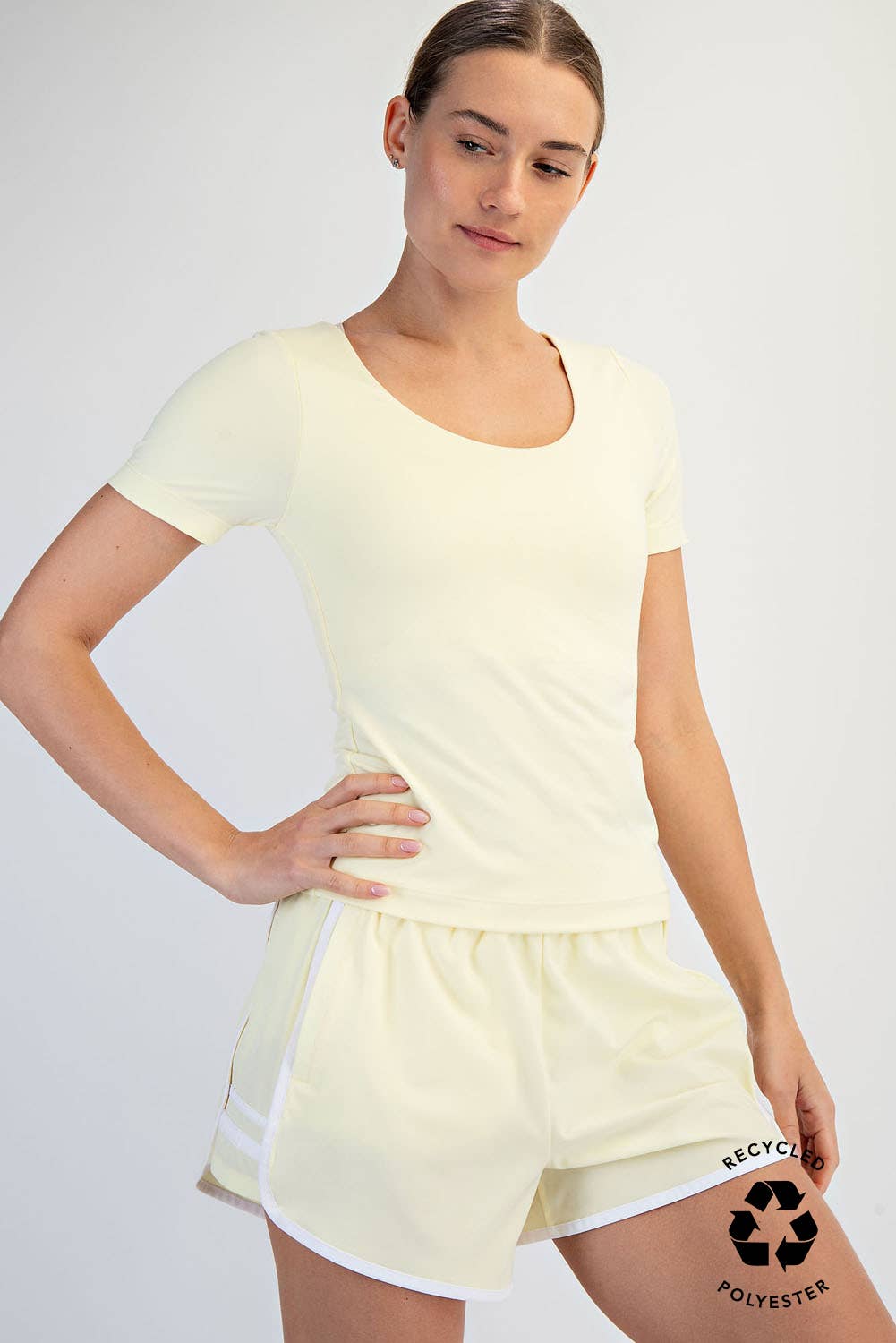 Recycled Butter Round Neck Short Sleeve Top