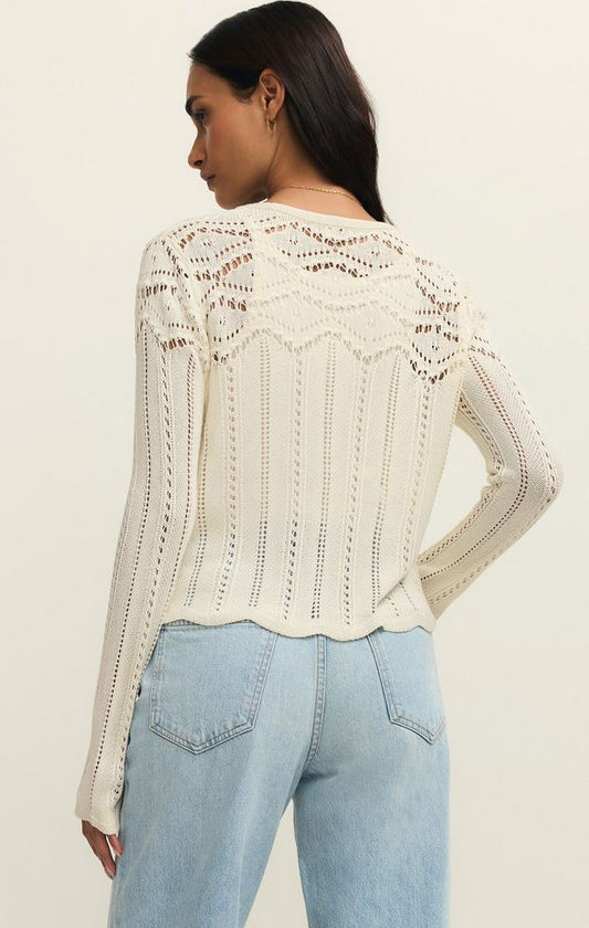 Alycia Crochet Sweater - Cloud